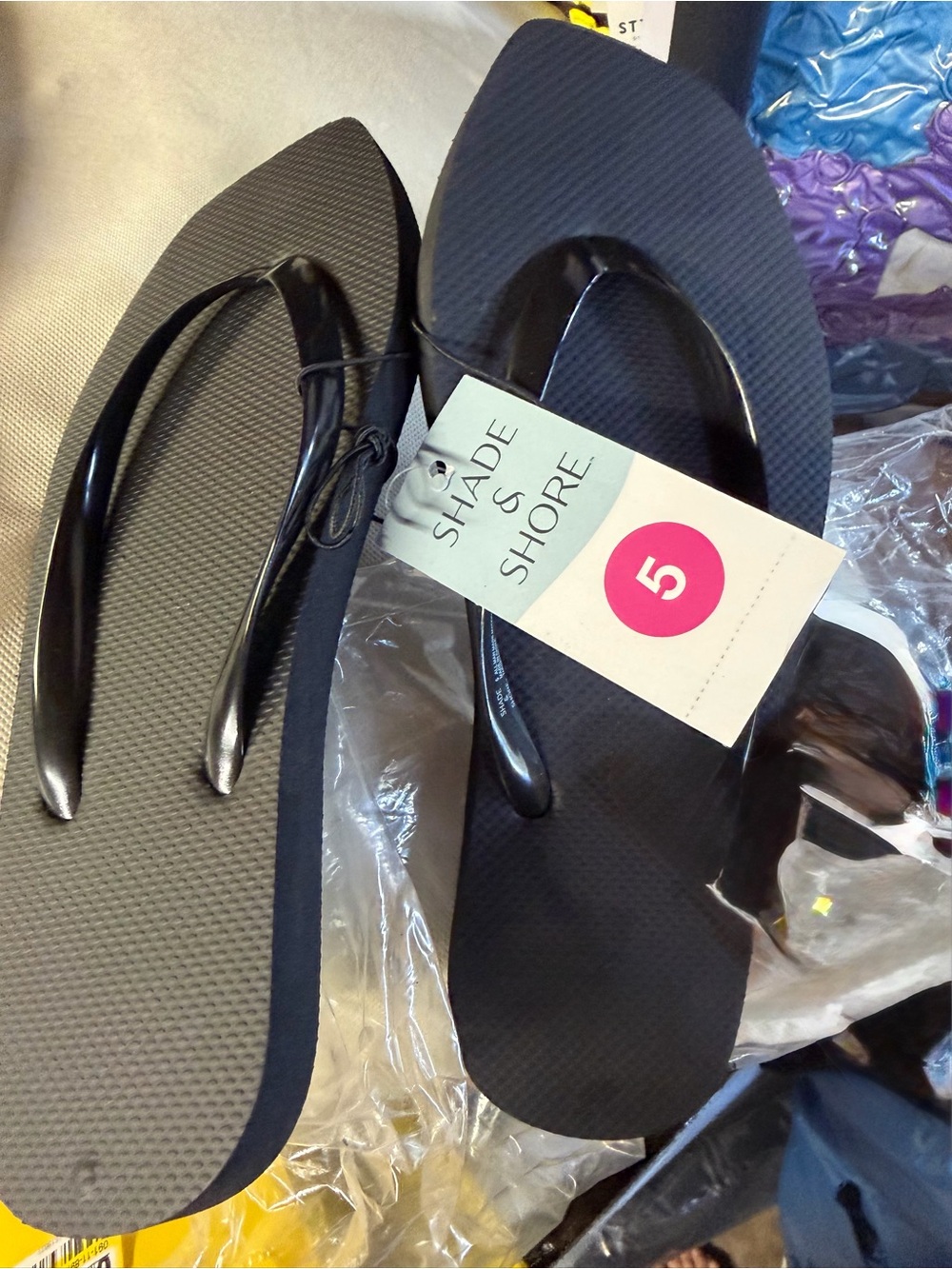 Shade & Shore Black Slim Strap Flip Flop Sandals